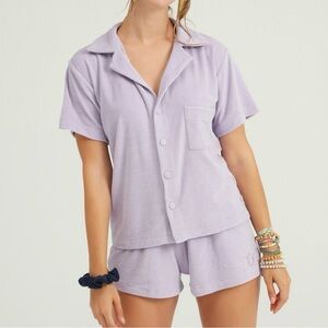 Sandshaped  Ruth Terry Shirt and Palamar Terry Shorts Set Lavender Purple‎